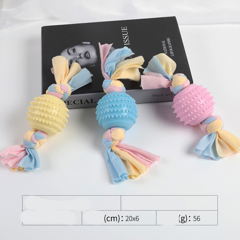 KFX-3535037 Cotton Rope Dog Chew Toy - Multi-Color Textured Design for Clean Teeth