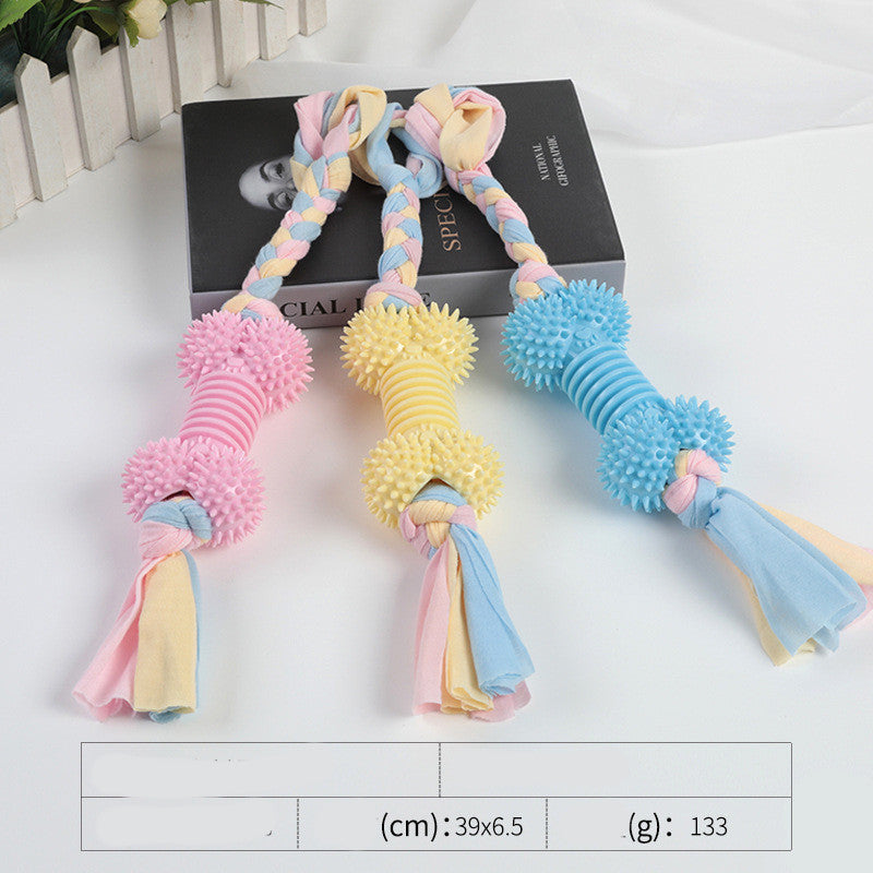 KFX-3535037 Cotton Rope Dog Chew Toy - Multi-Color Textured Design for Clean Teeth