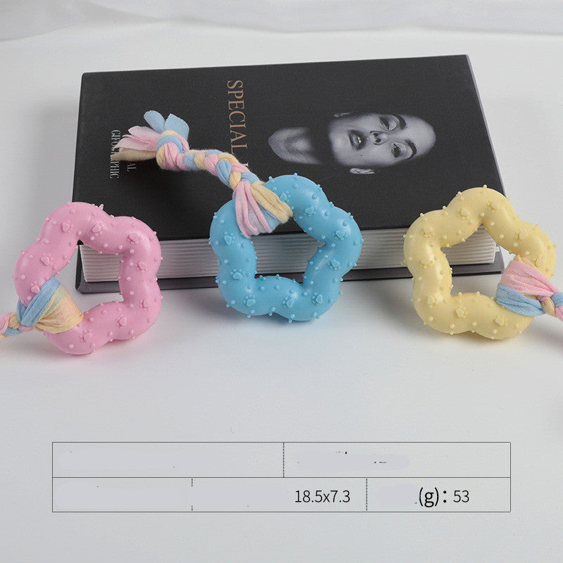 KFX-3535037 Cotton Rope Dog Chew Toy - Multi-Color Textured Design for Clean Teeth