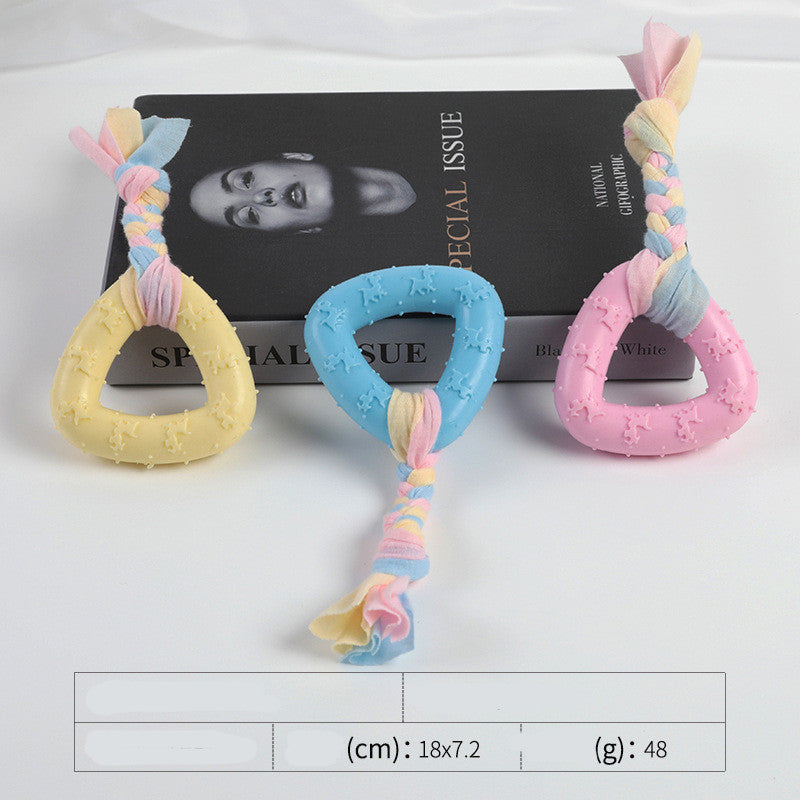 KFX-3535037 Cotton Rope Dog Chew Toy - Multi-Color Textured Design for Clean Teeth