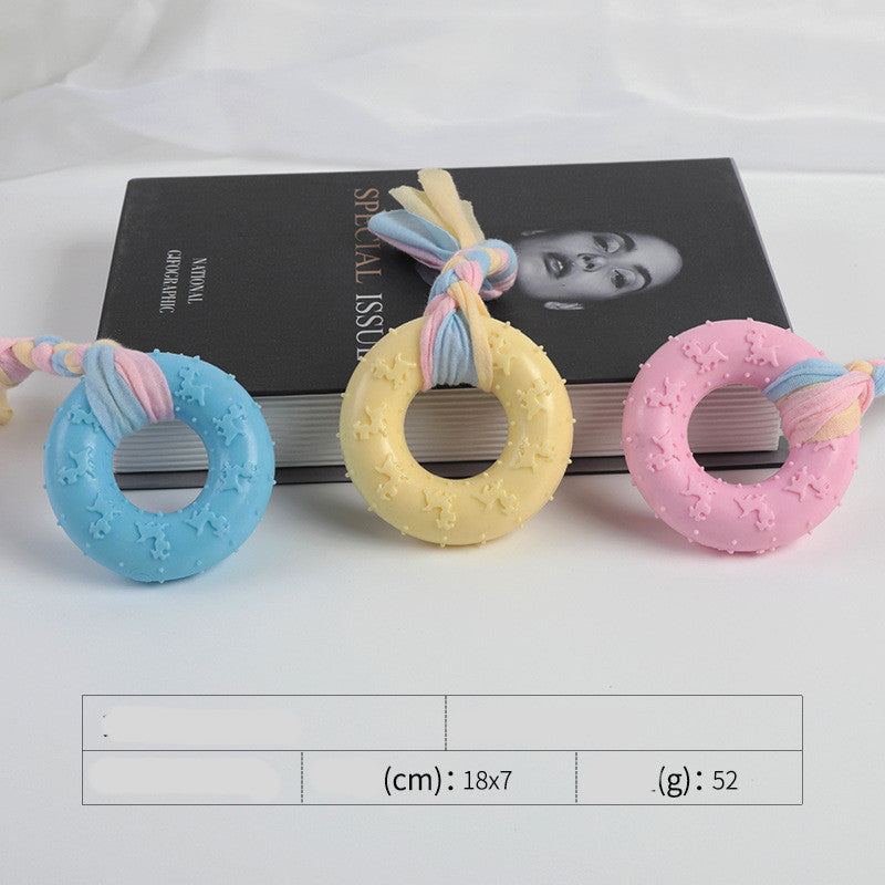 KFX-3535037 Cotton Rope Dog Chew Toy - Multi-Color Textured Design for Clean Teeth