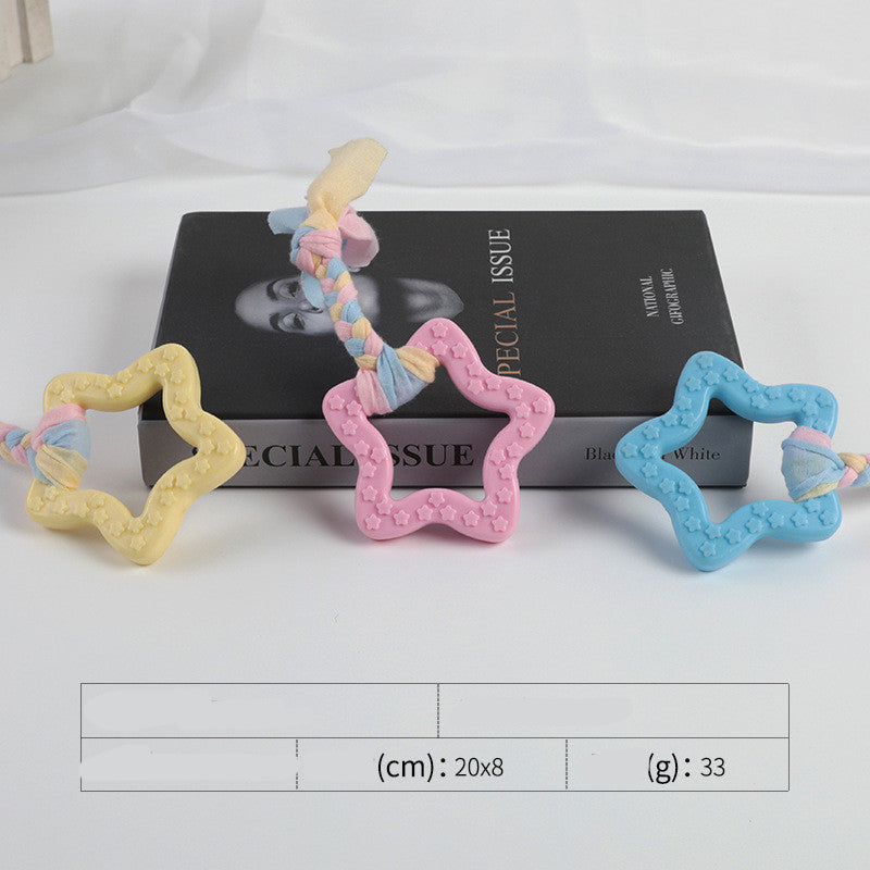 KFX-3535037 Cotton Rope Dog Chew Toy - Multi-Color Textured Design for Clean Teeth
