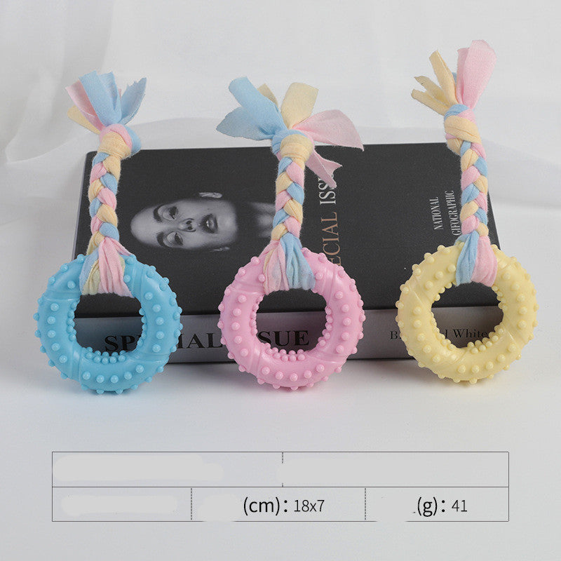 KFX-3535037 Cotton Rope Dog Chew Toy - Multi-Color Textured Design for Clean Teeth
