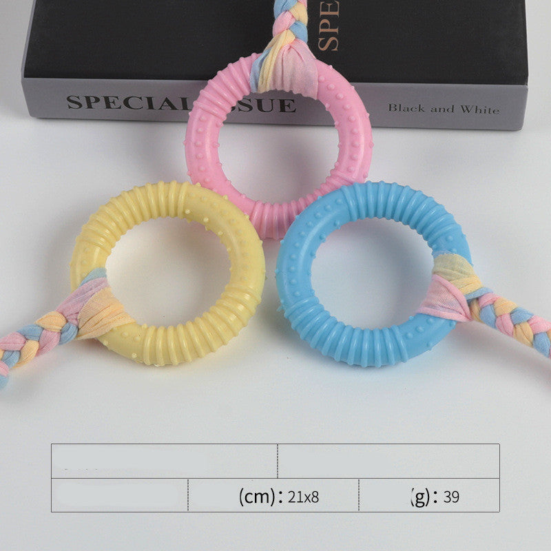 KFX-3535037 Cotton Rope Dog Chew Toy - Multi-Color Textured Design for Clean Teeth