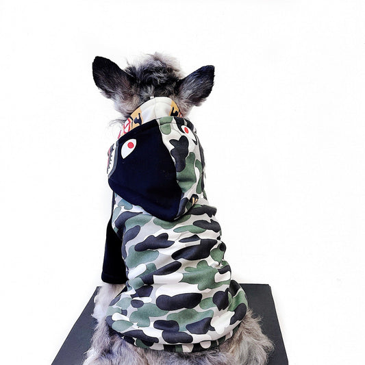 KFX-3536573 Camouflage Black Double Hat Stitching Pet Sweater for All Breeds