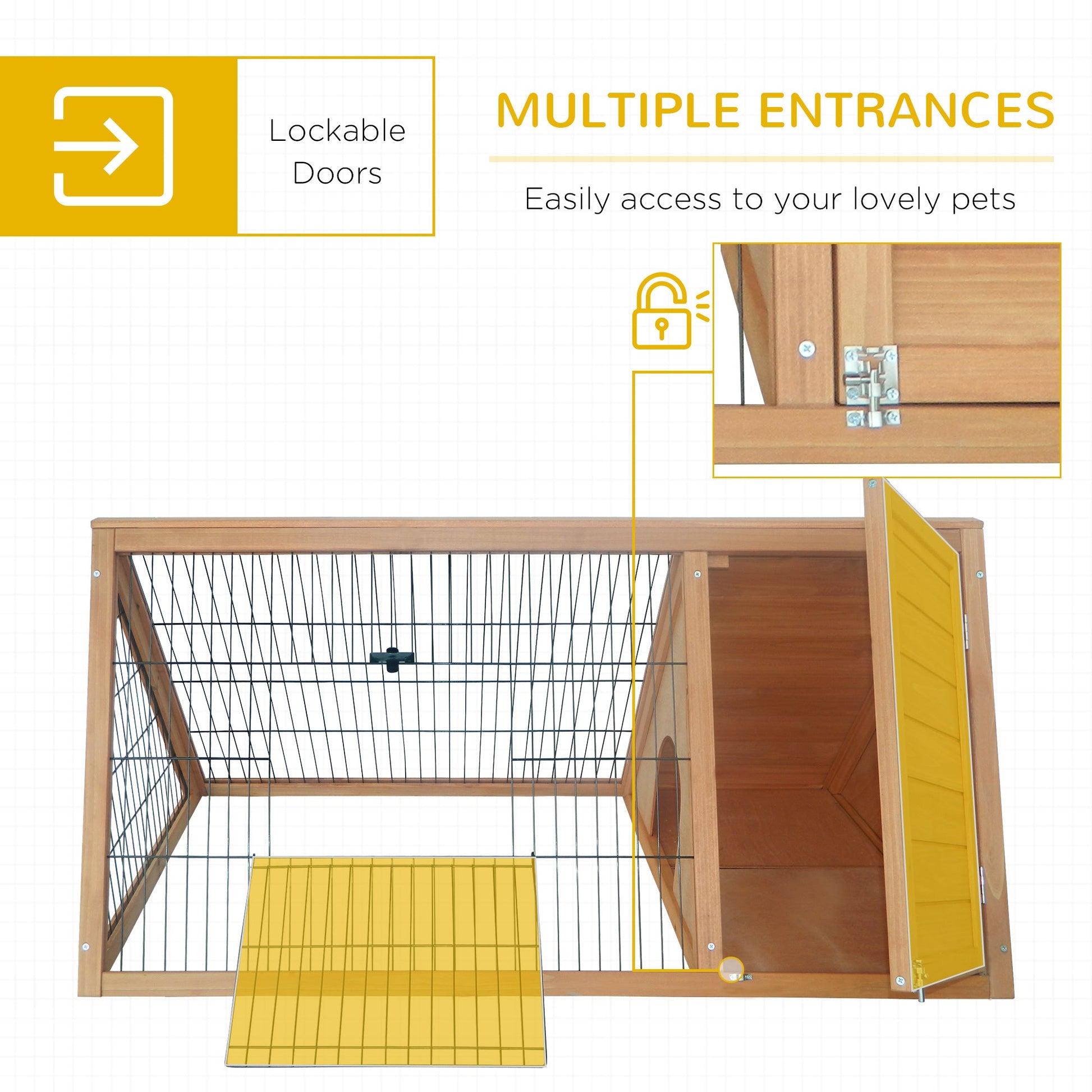 KFX-3537853 Outdoor 46" x 24" Wooden A-Frame Rabbit Hutch with Run and Ventilation for Small Animals