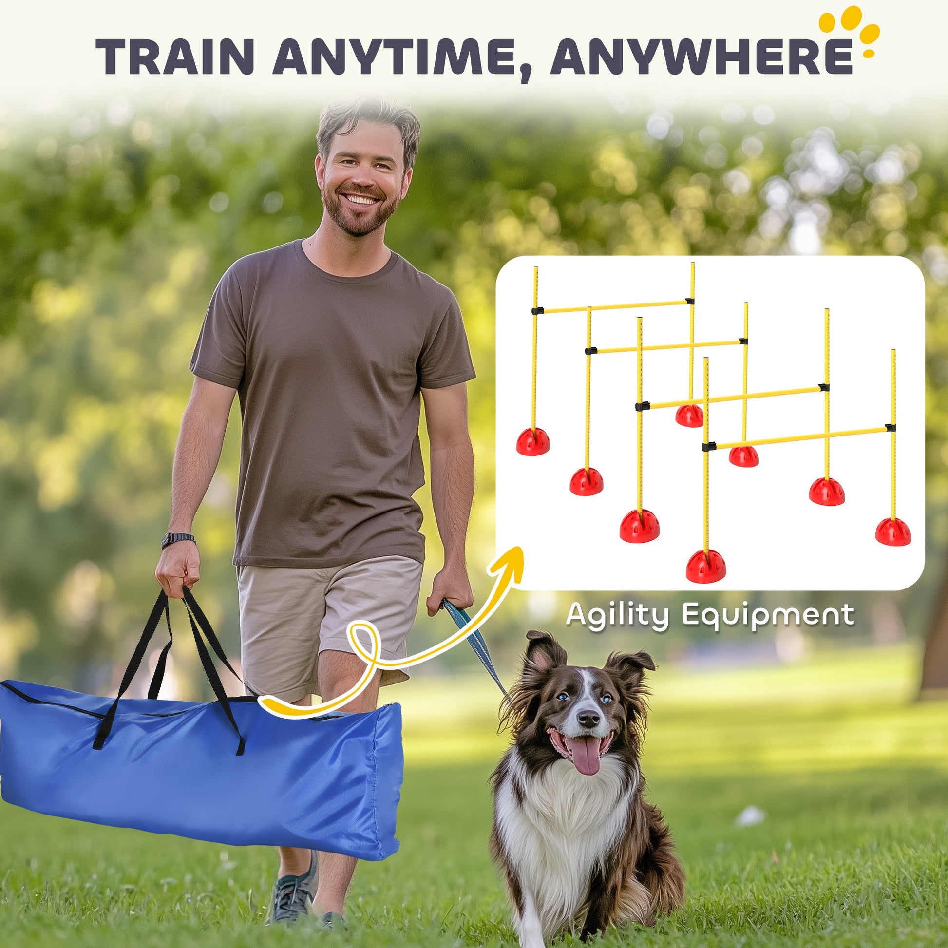 KFX-3539005 Adjustable Dog Agility Jump Set with Carry Bag - 4 Piece Course for Training and Exercise