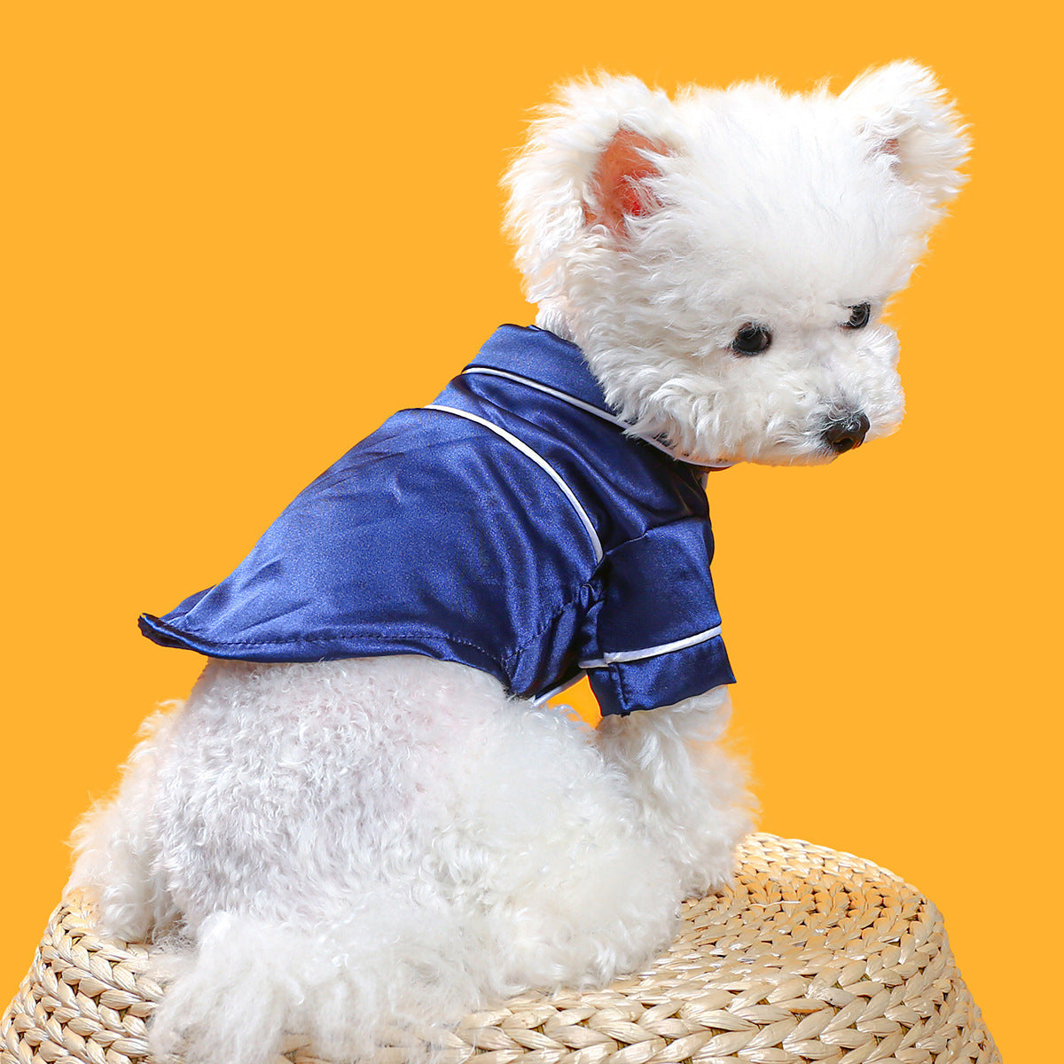 KFX-3540797 Comfortable Silk Pet Pajamas in Pink and Navy Blue, Cotton Material, Sizes XS to XXL