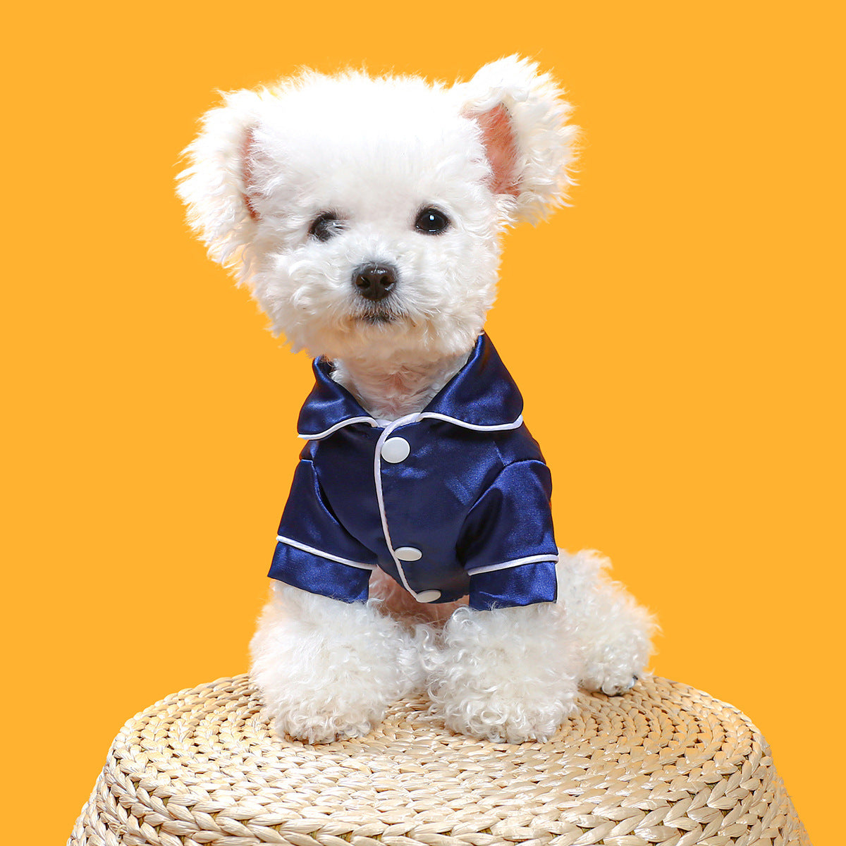 KFX-3540797 Comfortable Silk Pet Pajamas in Pink and Navy Blue, Cotton Material, Sizes XS to XXL