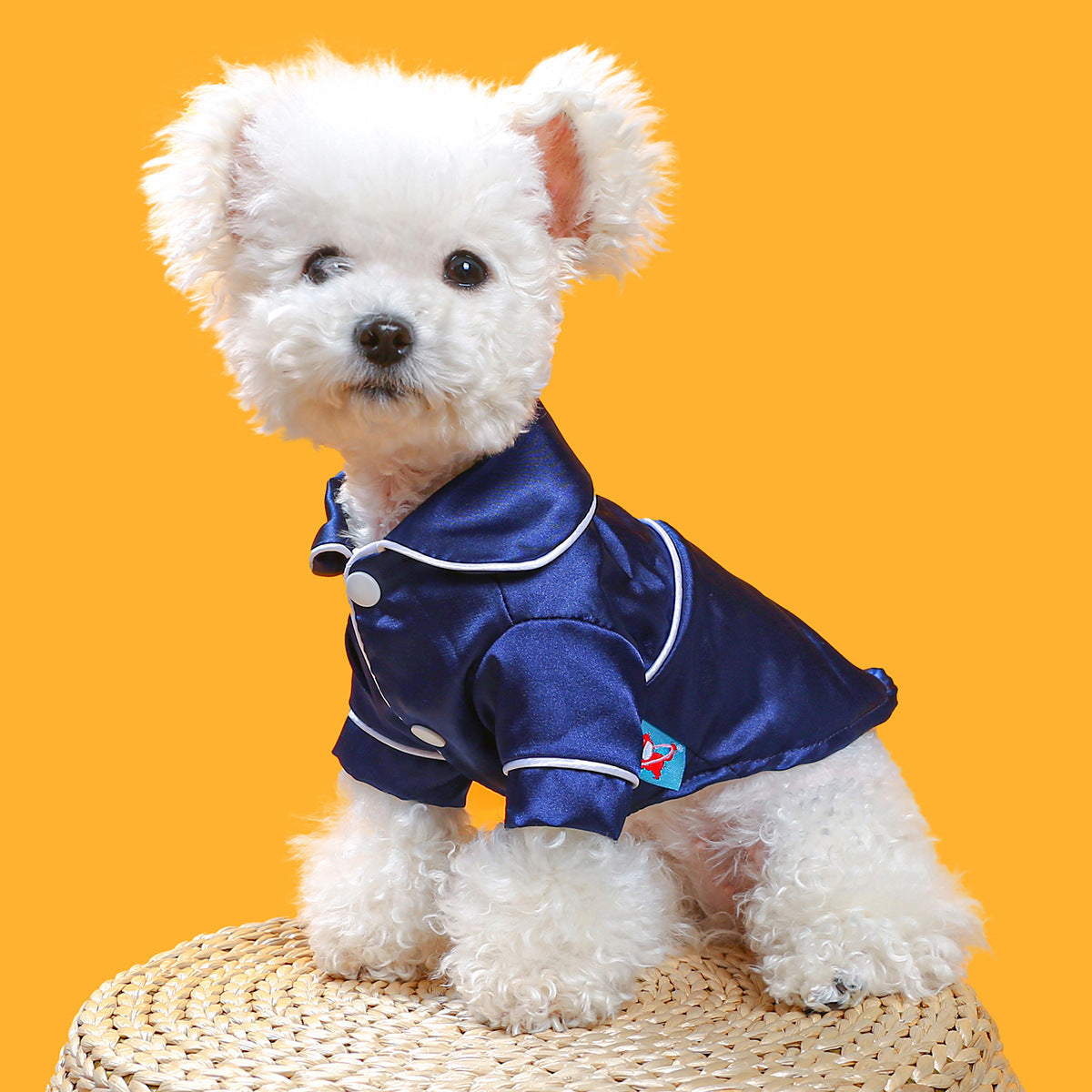 KFX-3540797 Comfortable Silk Pet Pajamas in Pink and Navy Blue, Cotton Material, Sizes XS to XXL
