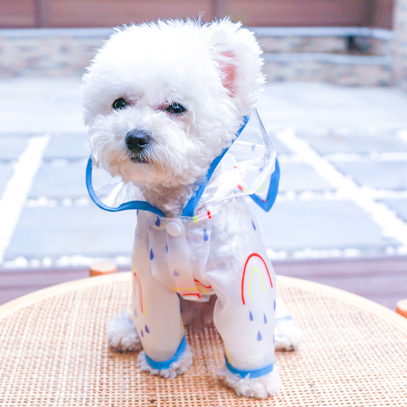 KFX-3541565 Rainbow Transparent Waterproof Dog Raincoat - Casual Pet Clothing in Multiple Sizes