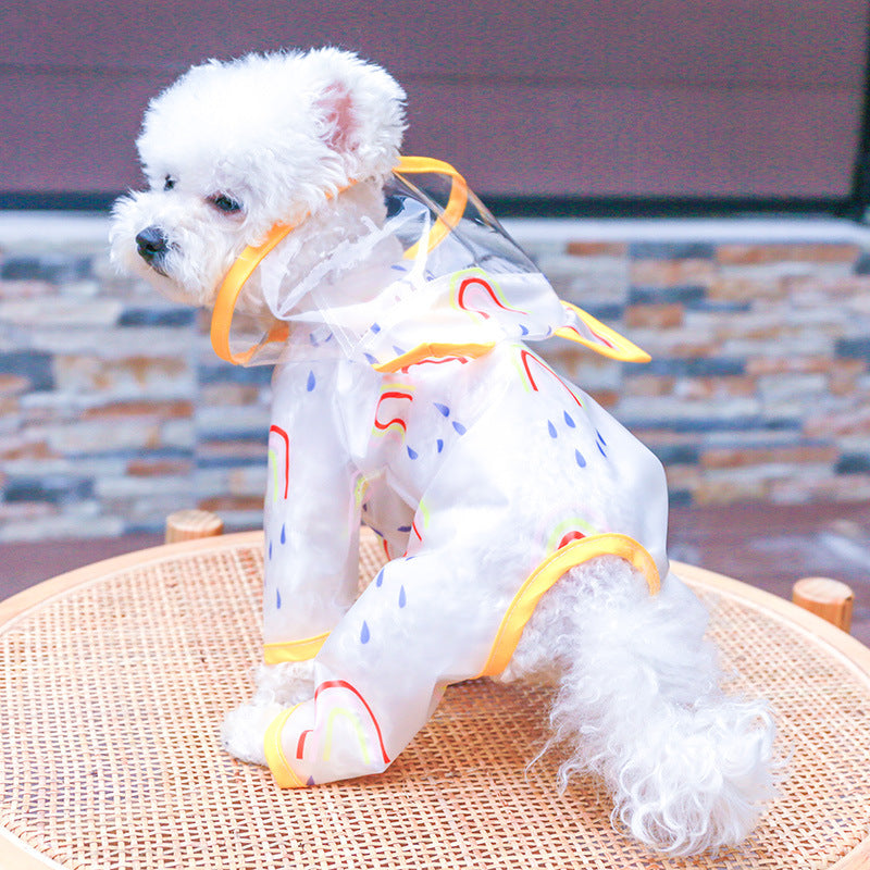 KFX-3541565 Rainbow Transparent Waterproof Dog Raincoat - Casual Pet Clothing in Multiple Sizes