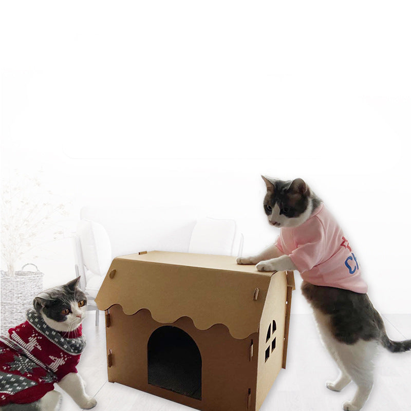 KFX-3543997 Double-Layer Corrugated Paper Cat Litter Box – Villa Nest Design, Large & Medium Sizes Available