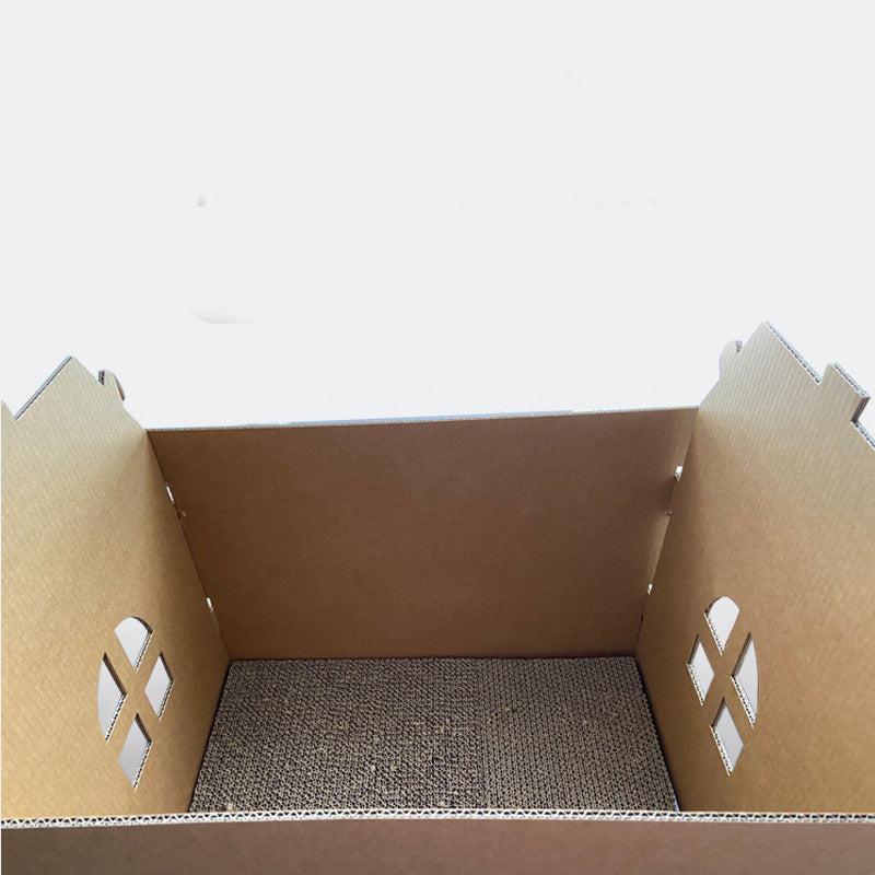 KFX-3543997 Double-Layer Corrugated Paper Cat Litter Box – Villa Nest Design, Large & Medium Sizes Available