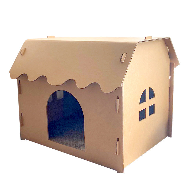 KFX-3543997 Double-Layer Corrugated Paper Cat Litter Box – Villa Nest Design, Large & Medium Sizes Available