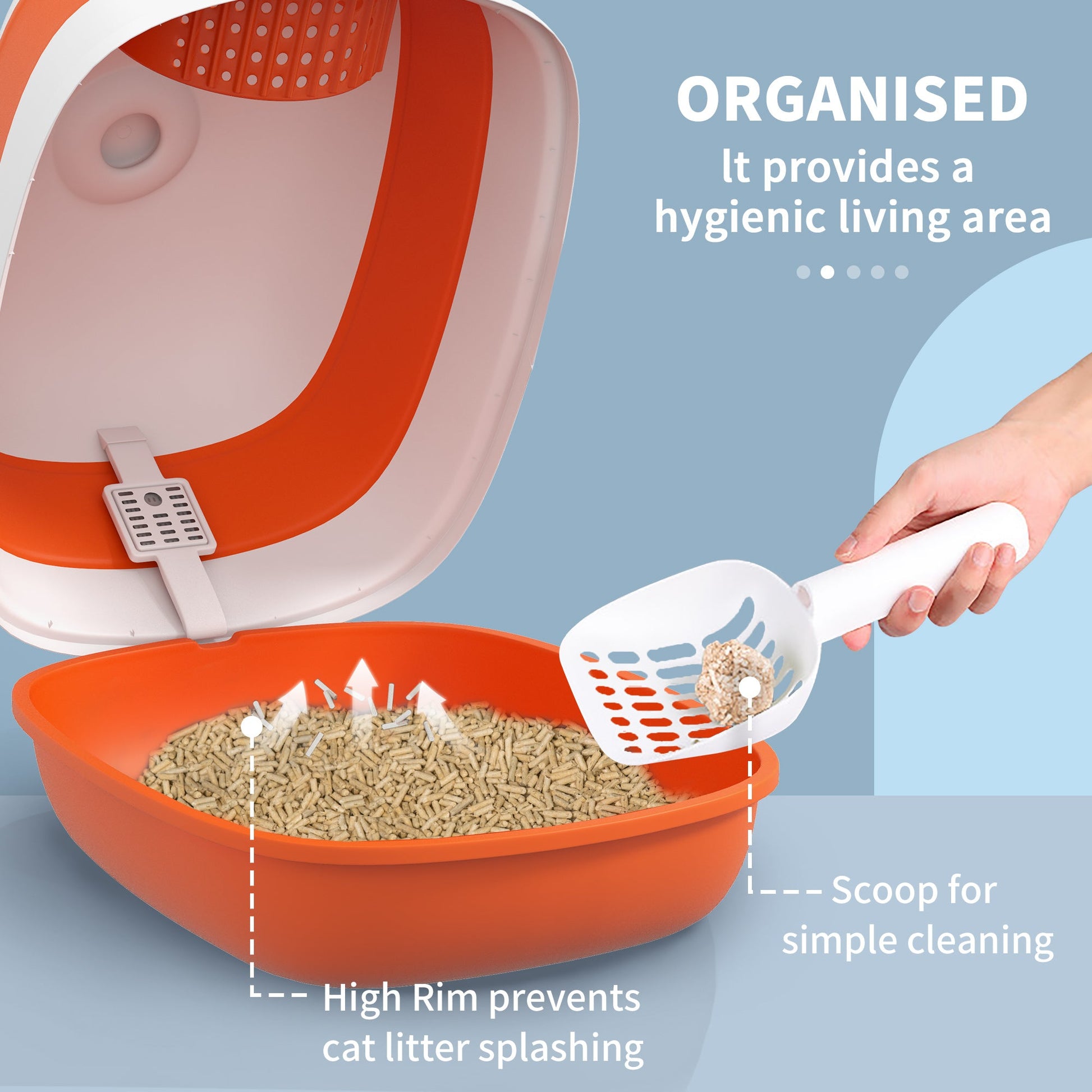 KFX-3545405 Dome Covered Cat Litter Box with Privacy Lid and Air Freshener