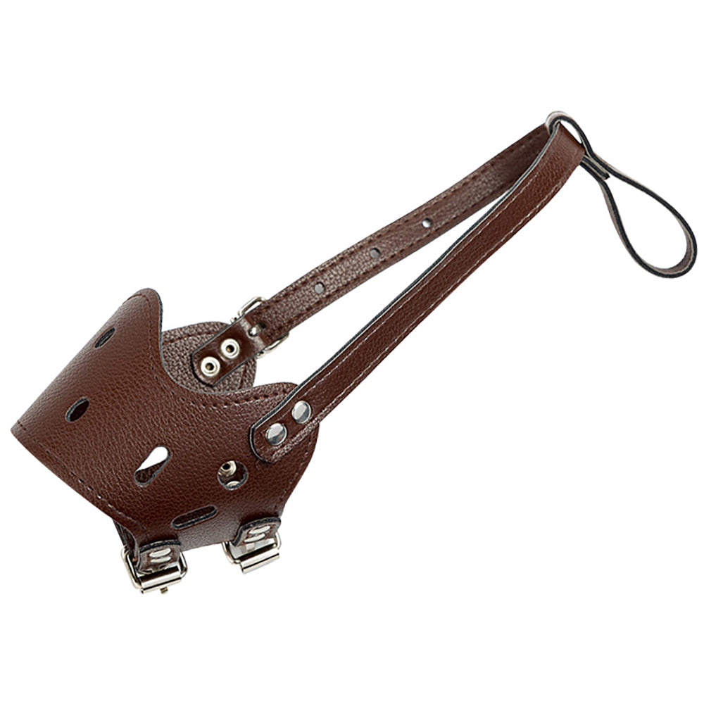 KFX-3547197 Adjustable Leather Dog Muzzle for Small to Large Breeds - Anti-Barking, Breathable, and Allows Drinking and Panting