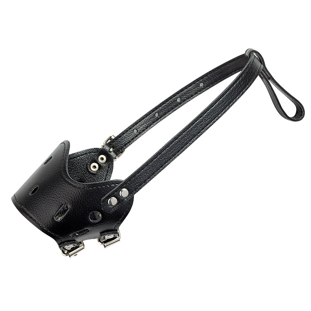 KFX-3547197 Adjustable Leather Dog Muzzle for Small to Large Breeds - Anti-Barking, Breathable, and Allows Drinking and Panting