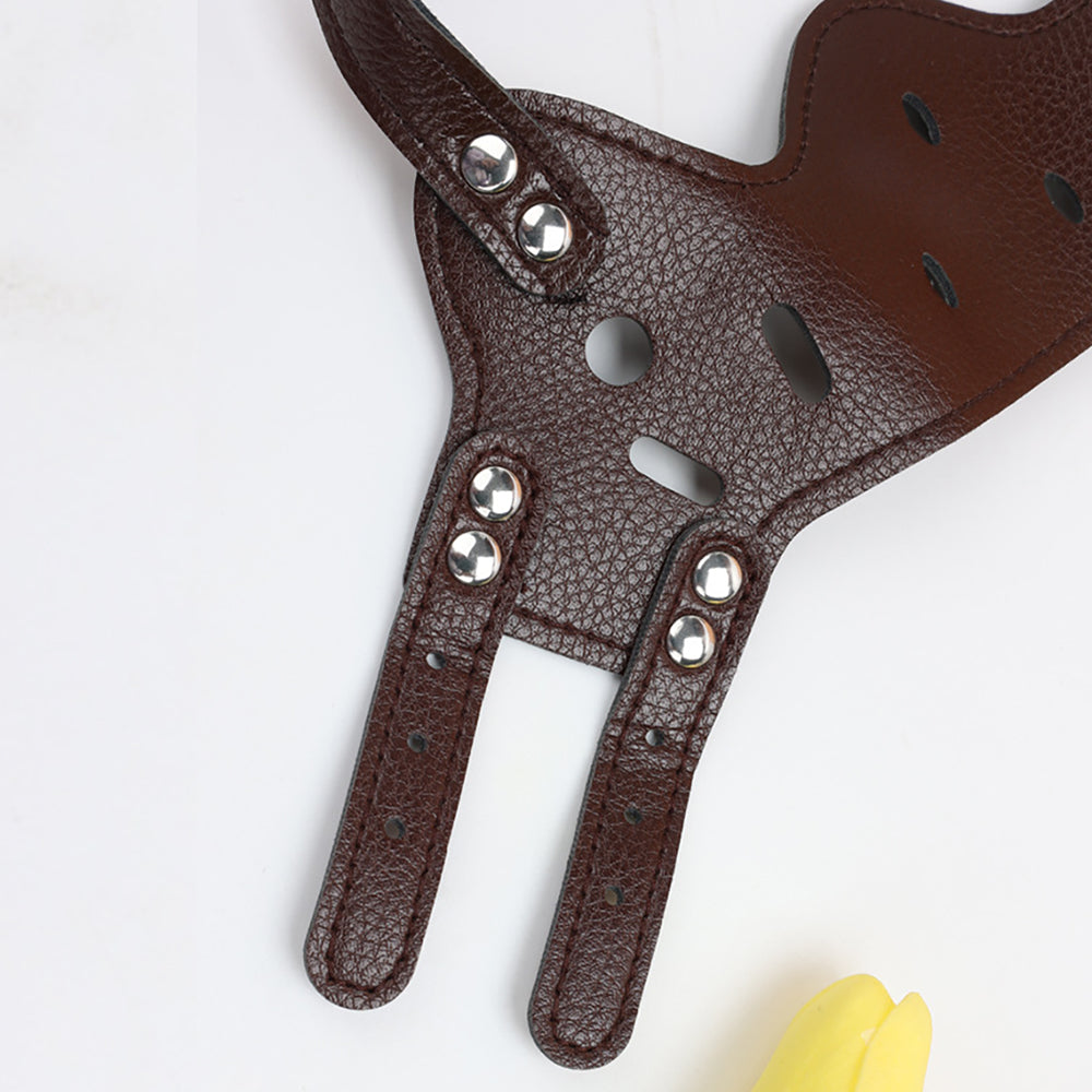 KFX-3547197 Adjustable Leather Dog Muzzle for Small to Large Breeds - Anti-Barking, Breathable, and Allows Drinking and Panting