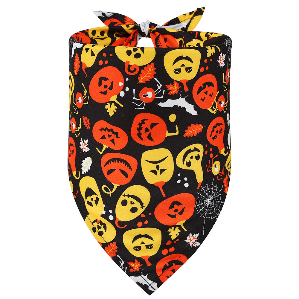 KFX-3547325 Halloween Triangular Bib for Dogs and Cats - Skull Design in Various Styles