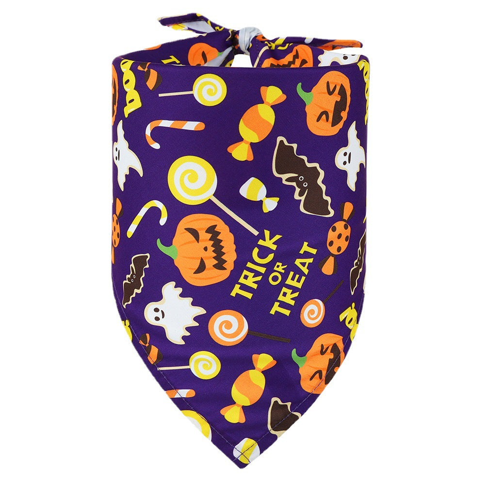 KFX-3547325 Halloween Triangular Bib for Dogs and Cats - Skull Design in Various Styles