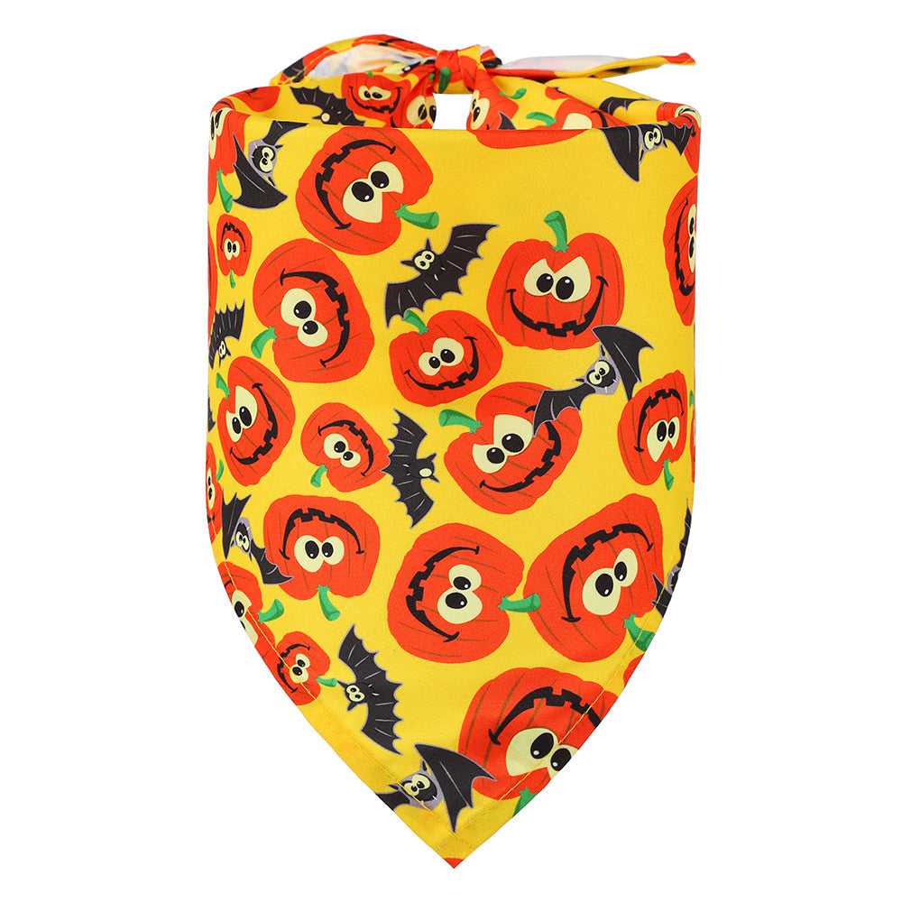 KFX-3547325 Halloween Triangular Bib for Dogs and Cats - Skull Design in Various Styles
