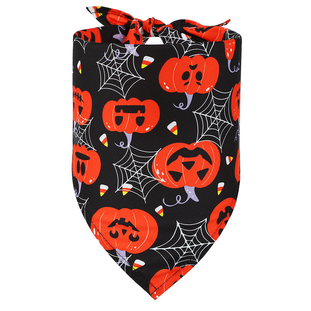 KFX-3547325 Halloween Triangular Bib for Dogs and Cats - Skull Design in Various Styles