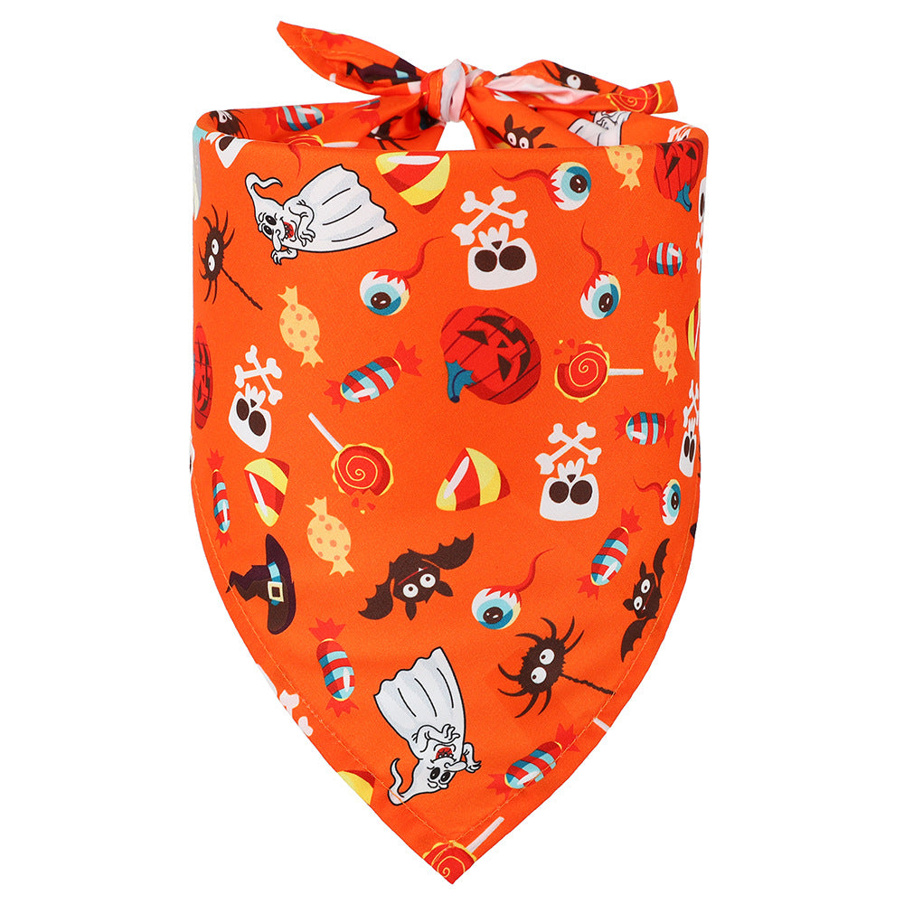 KFX-3547325 Halloween Triangular Bib for Dogs and Cats - Skull Design in Various Styles