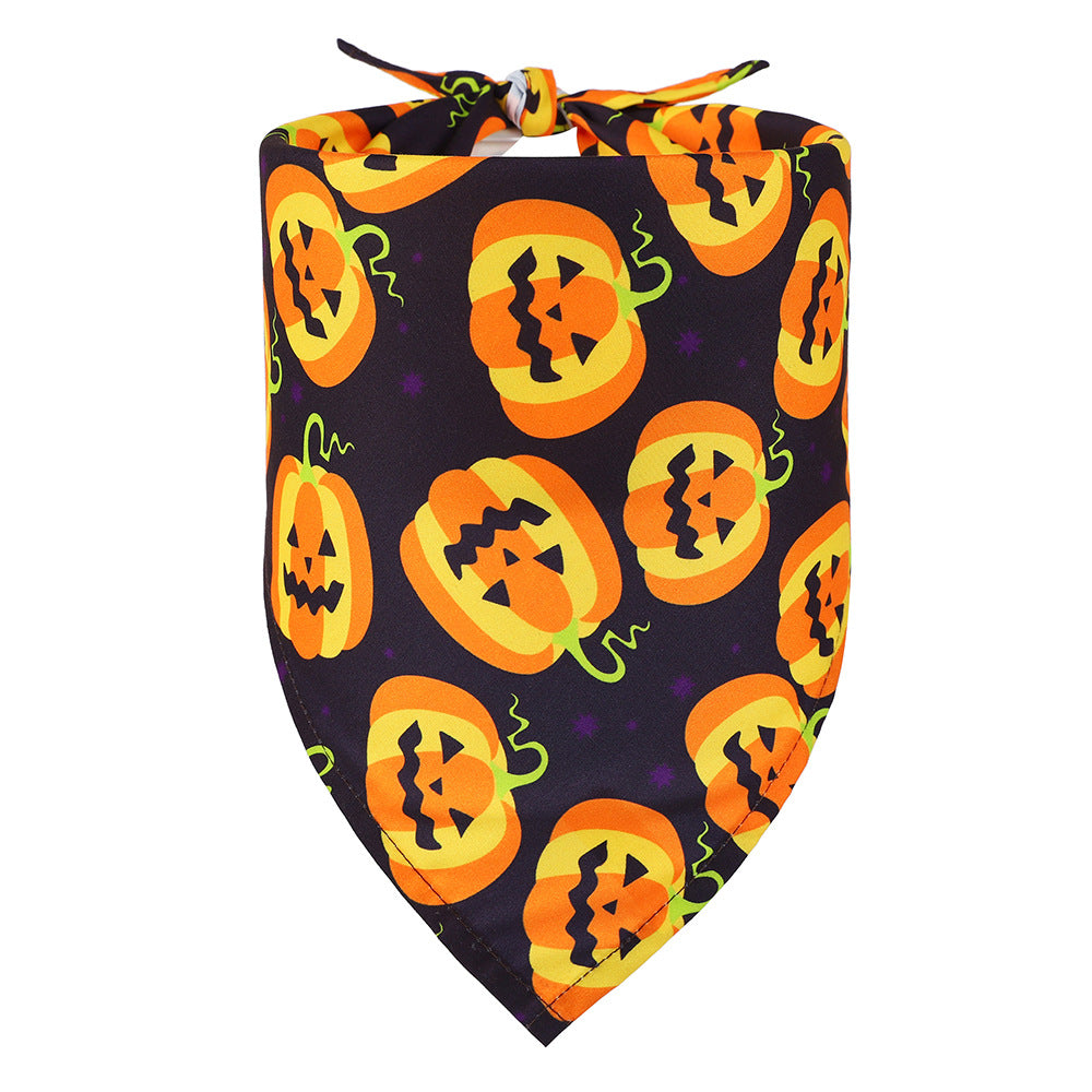 KFX-3547325 Halloween Triangular Bib for Dogs and Cats - Skull Design in Various Styles