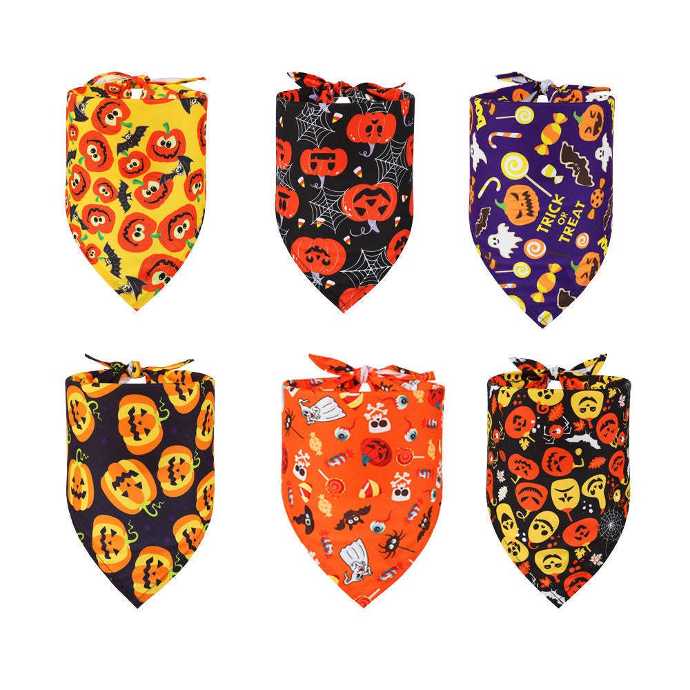 KFX-3547325 Halloween Triangular Bib for Dogs and Cats - Skull Design in Various Styles