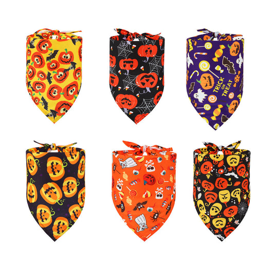 KFX-3547325 Halloween Triangular Bib for Dogs and Cats - Skull Design in Various Styles