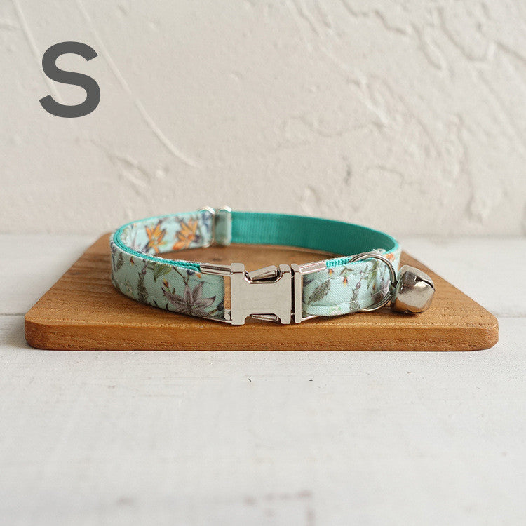KFX-3547709 Floral Print Dog Collar with Drawstring Bow – Polyester Material