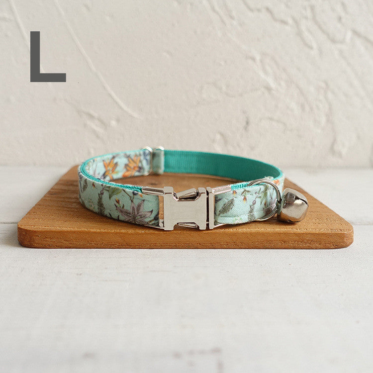 KFX-3547709 Floral Print Dog Collar with Drawstring Bow – Polyester Material