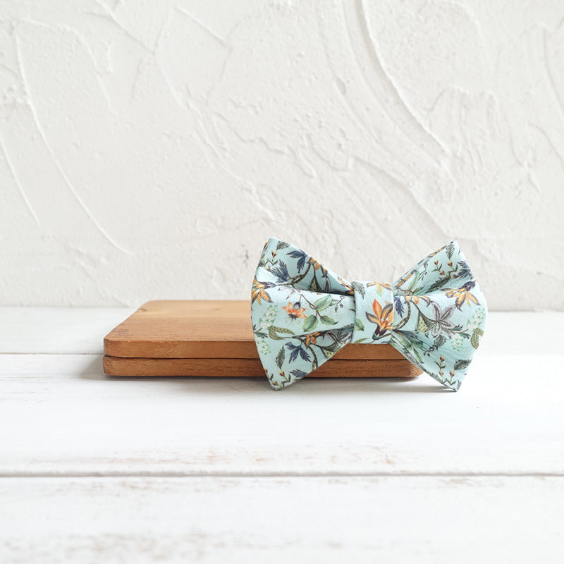KFX-3547709 Floral Print Dog Collar with Drawstring Bow – Polyester Material
