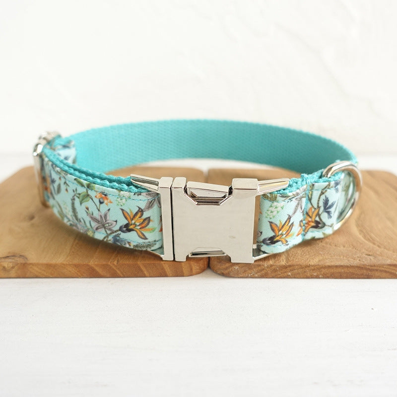 KFX-3547709 Floral Print Dog Collar with Drawstring Bow – Polyester Material