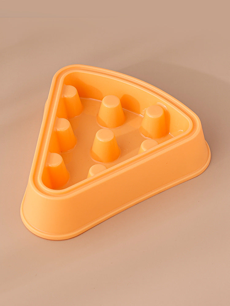 KFX-3549885 Cartoon Pizza Slow Feed Pet Bowl for Cats and Dogs - Durable PP Material, 22.5cm x 21cm x 5cm, Multiple Colors
