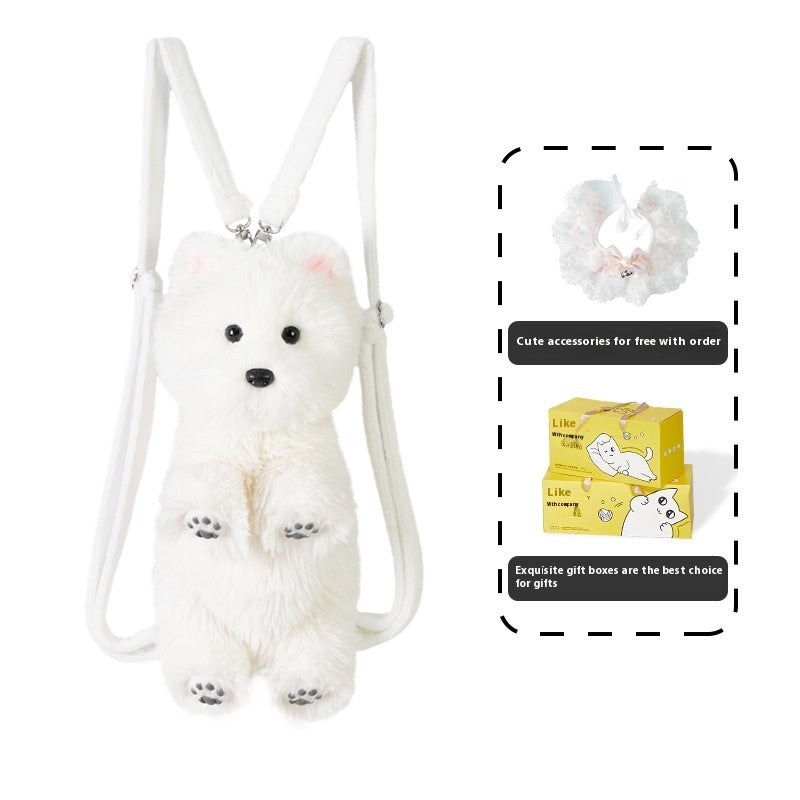KFX-3551933 Cute Plush West Highland Simulation Doll with Various Scarves for Teens