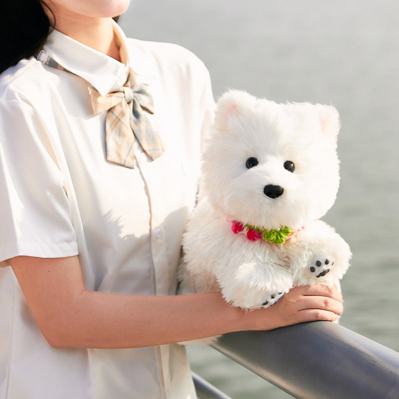 KFX-3551933 Cute Plush West Highland Simulation Doll with Various Scarves for Teens