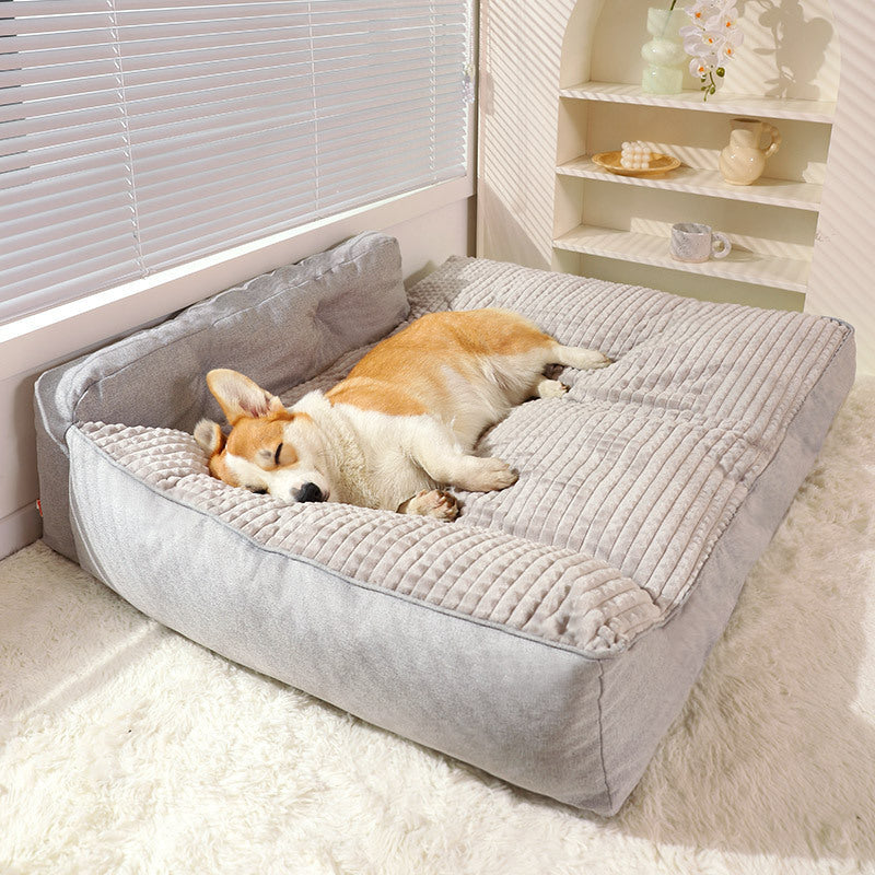 KFX-3555517 Removable and Washable Large Dog Mattress in Elegant Gray and Caramel Coffee Options