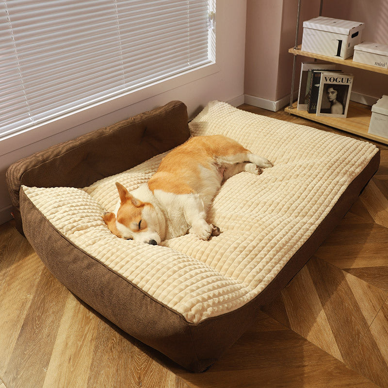 KFX-3555517 Removable and Washable Large Dog Mattress in Elegant Gray and Caramel Coffee Options