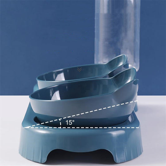 KFX-3555645 Double Pet Feeding Bowl for Cats and Dogs - 500ml Capacity, Durable PP Plastic & ABS, Stylish Colors