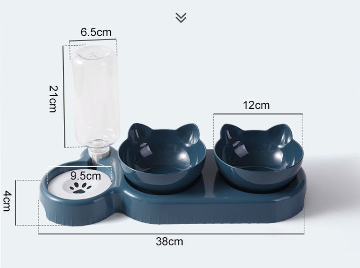 KFX-3555645 Double Pet Feeding Bowl for Cats and Dogs - 500ml Capacity, Durable PP Plastic & ABS, Stylish Colors