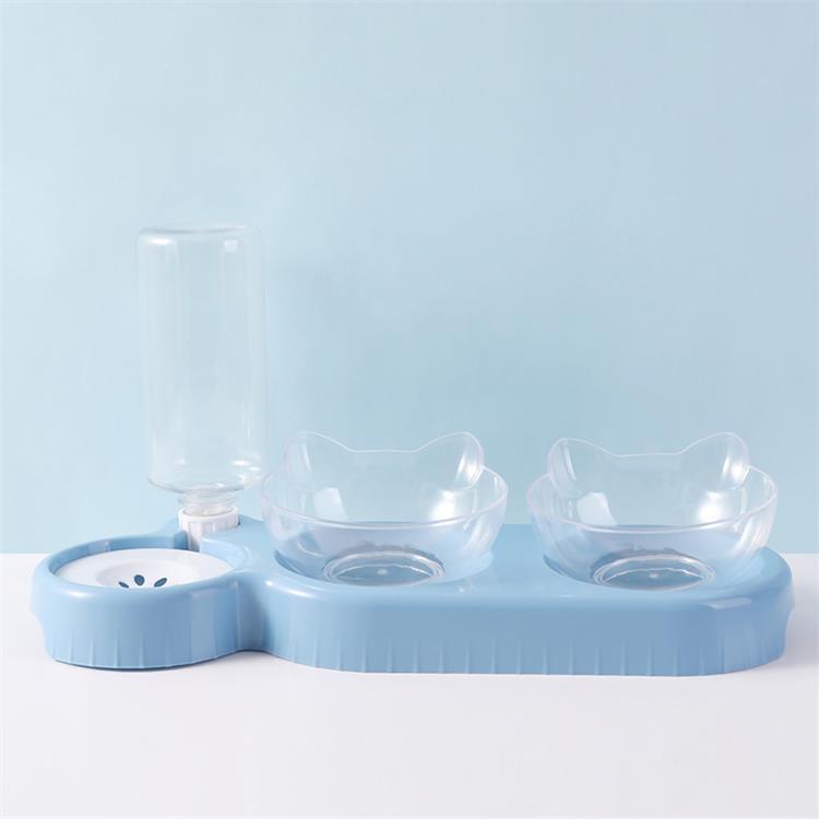 KFX-3555645 Double Pet Feeding Bowl for Cats and Dogs - 500ml Capacity, Durable PP Plastic & ABS, Stylish Colors