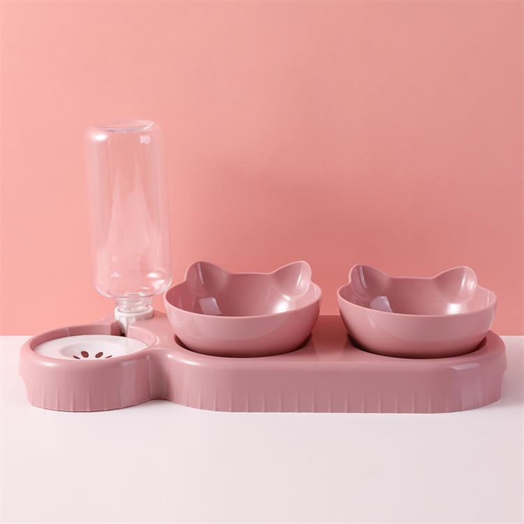 KFX-3555645 Double Pet Feeding Bowl for Cats and Dogs - 500ml Capacity, Durable PP Plastic & ABS, Stylish Colors