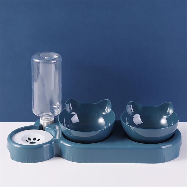 KFX-3555645 Double Pet Feeding Bowl for Cats and Dogs - 500ml Capacity, Durable PP Plastic & ABS, Stylish Colors