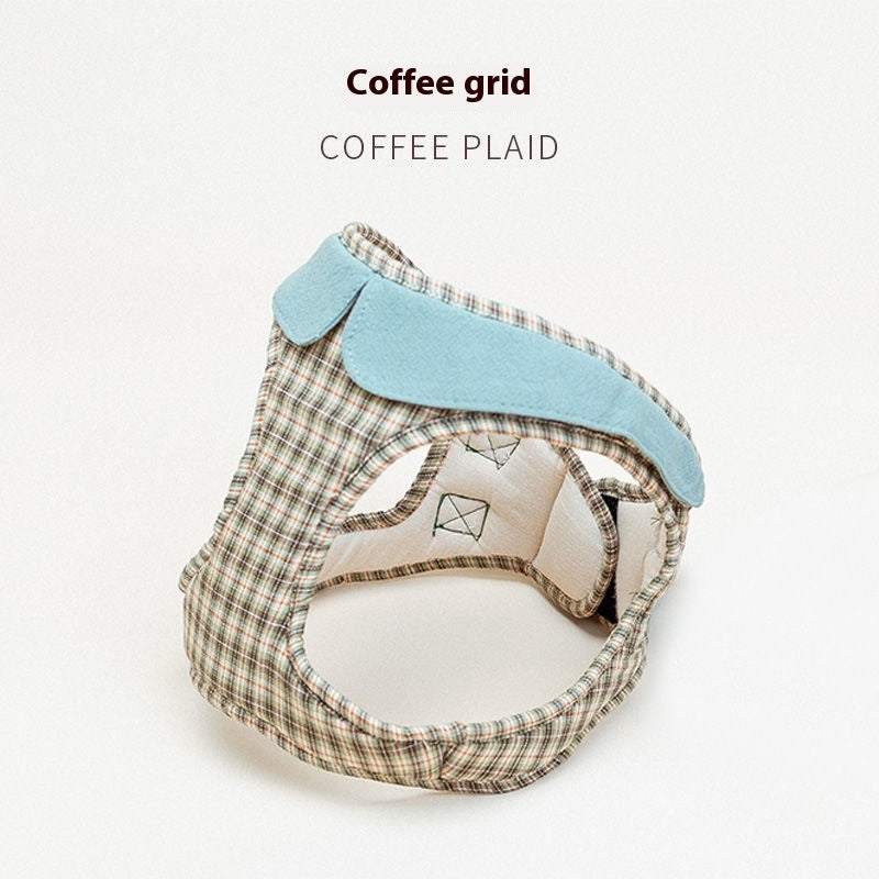 KFX-3556925 Small Plaid Dog Harness with Rope and Leash Options in Red, Blue, and Coffee Patterns