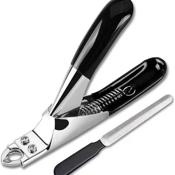 KFX-3559229 Professional Stainless Steel Dog Nail Clippers with Safety Stop and Straight Edge Design