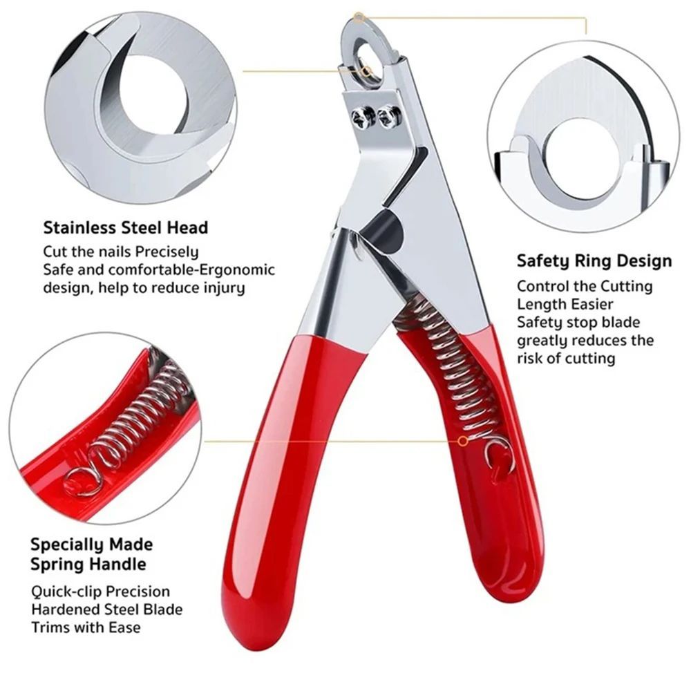 KFX-3559229 Professional Stainless Steel Dog Nail Clippers with Safety Stop and Straight Edge Design