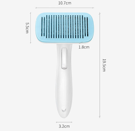 KFX-3559613 Universal Pet Hair Removal Comb for Dogs and Cats with One-Click Cleaning Mechanism - 10.7x19.5cm, 142g