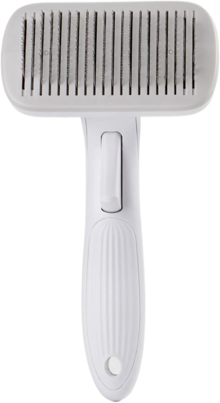 KFX-3559613 Universal Pet Hair Removal Comb for Dogs and Cats with One-Click Cleaning Mechanism - 10.7x19.5cm, 142g